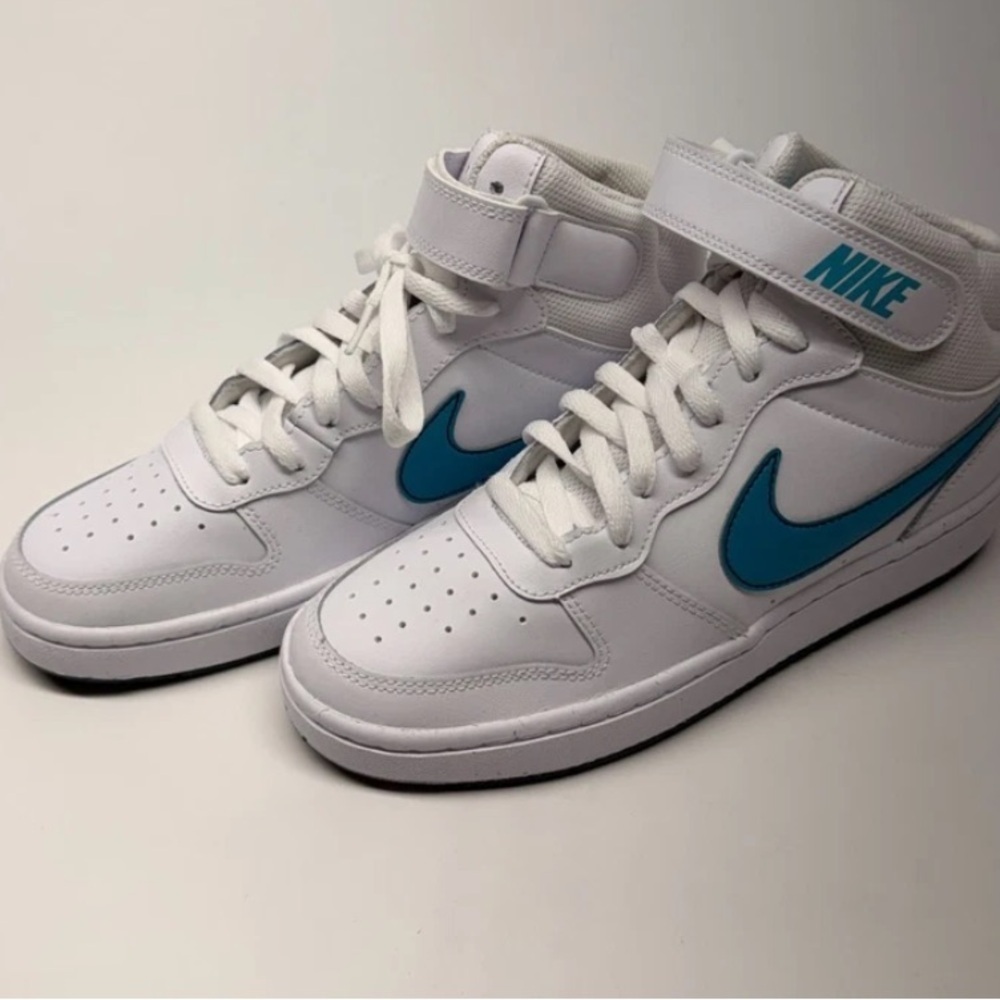 Nike Kids White and Teal High-Top Sneakers Sz 6Y Nike